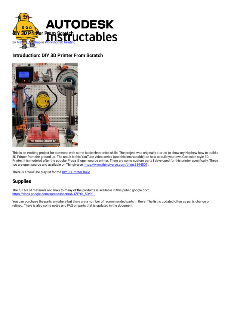 Build Your Own 3D Printer Guide | PDF | 3 D Printing | Printer (Computing)