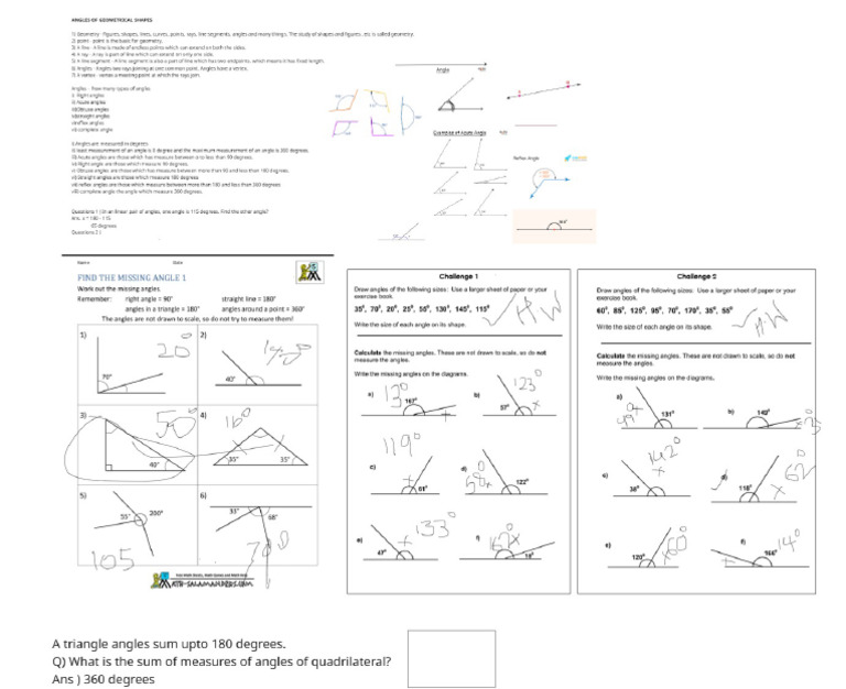 Angles Worksheet | PDF
