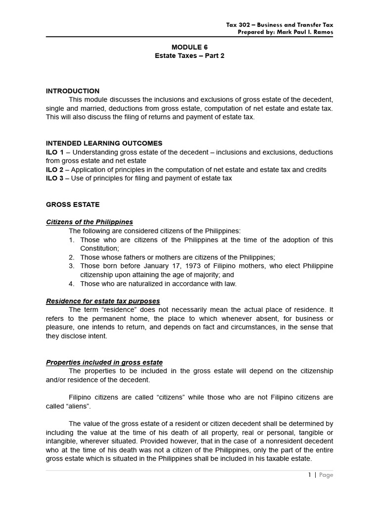 Estate Tax Computation and Rules | PDF | Bankruptcy | Estate Tax In The ...