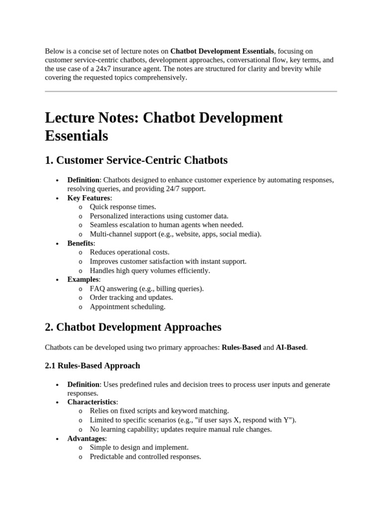 UNIT II - Lecture Notes On Chatbot Development Essentials | PDF ...