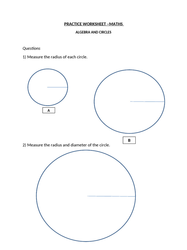 Circle Measurements Practice Worksheet | PDF