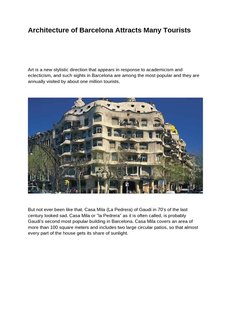 Architecture of Barcelona Attracts Many Tourists | PDF