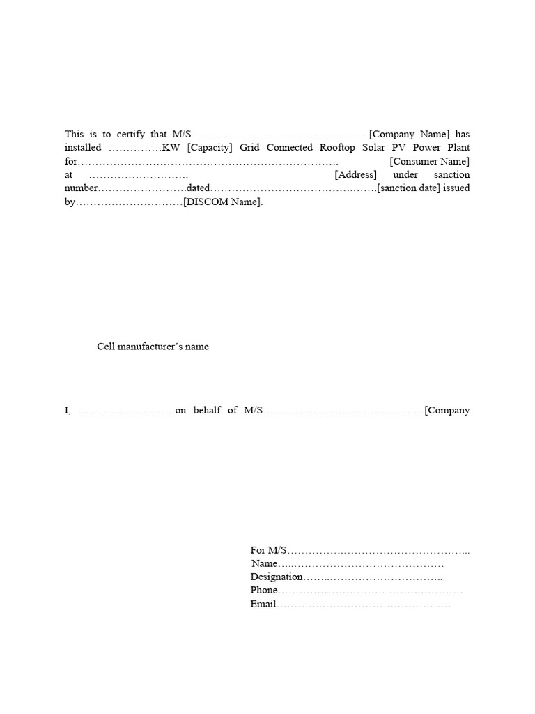 Domestic Content Declaration for Solar PV | PDF