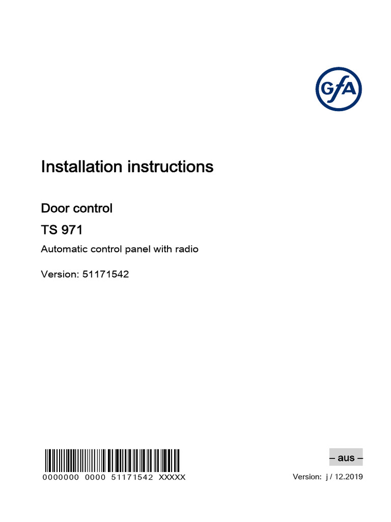 TS 971 Door Control Installation Guide | PDF | Switch | Mains Electricity