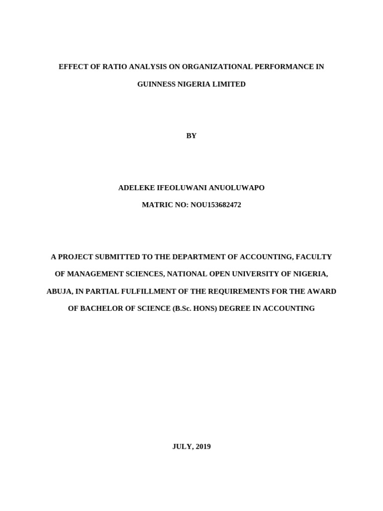 Ratio Analysis Impact on Guinness Nigeria | PDF | Financial Ratio ...