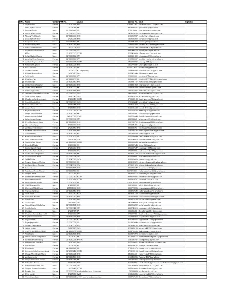 Student Registration Sheet 2 | PDF