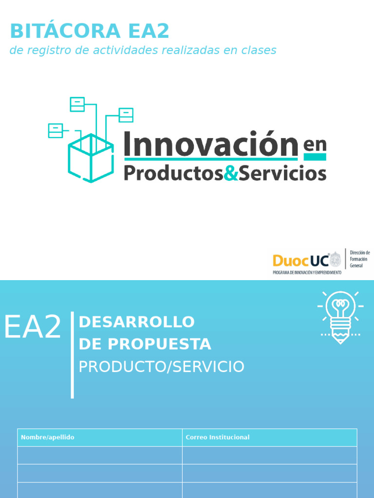 Bitácora EA2 Innovación en Productos y Servicios (Avanzado) | PDF ...