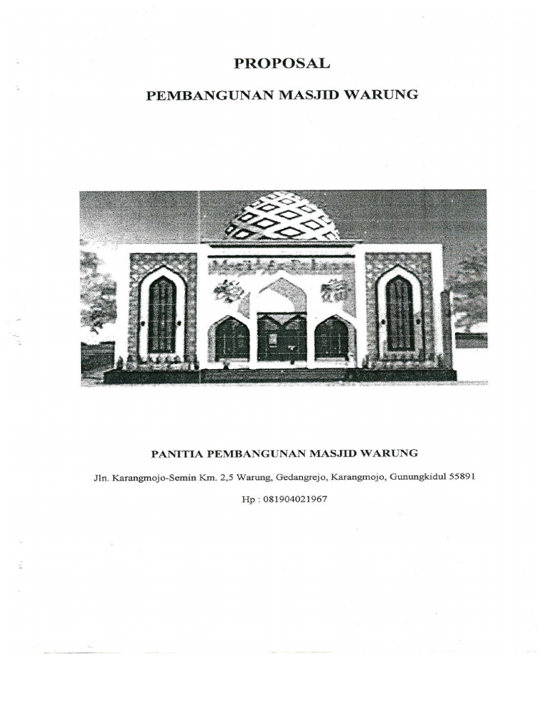 Proposal Pembangunan Masjid Warung Gedangrejo | PDF