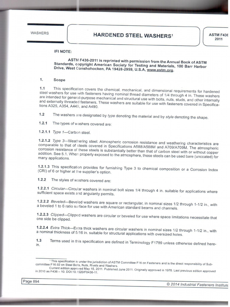 Washer - Astm f436-2011 | PDF