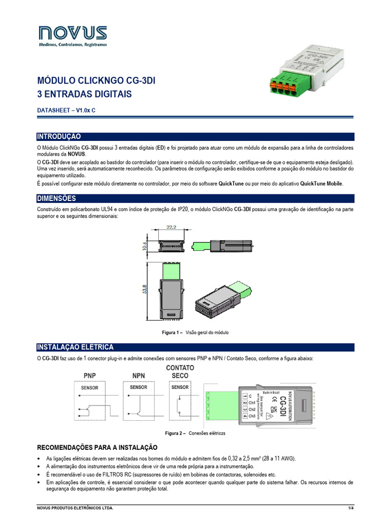 Módulo ClickNGo CG-3DI: Datasheet e Instalação | PDF | Celulares ...