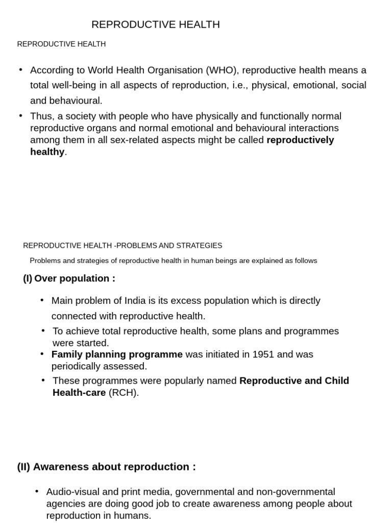 Reproductive Health: Issues & Solutions | PDF | Birth Control ...