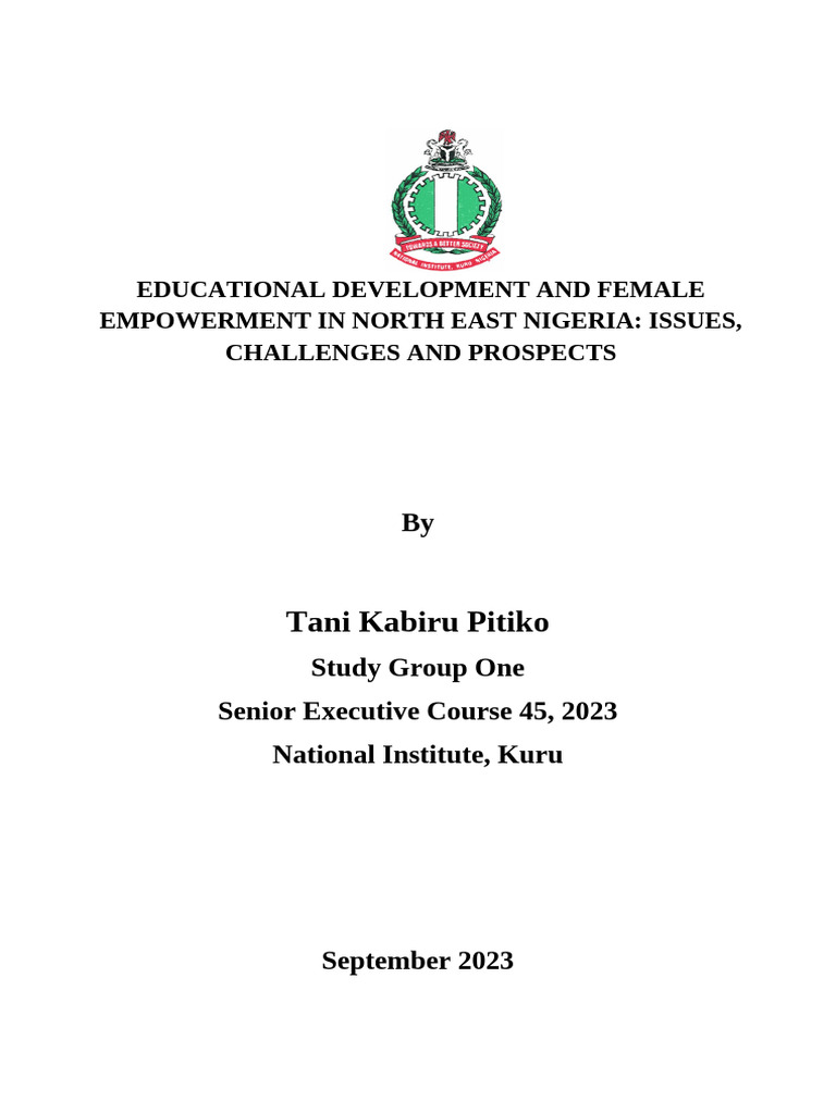 Female Empowerment in NE Nigeria Education | PDF | Empowerment | Gender ...