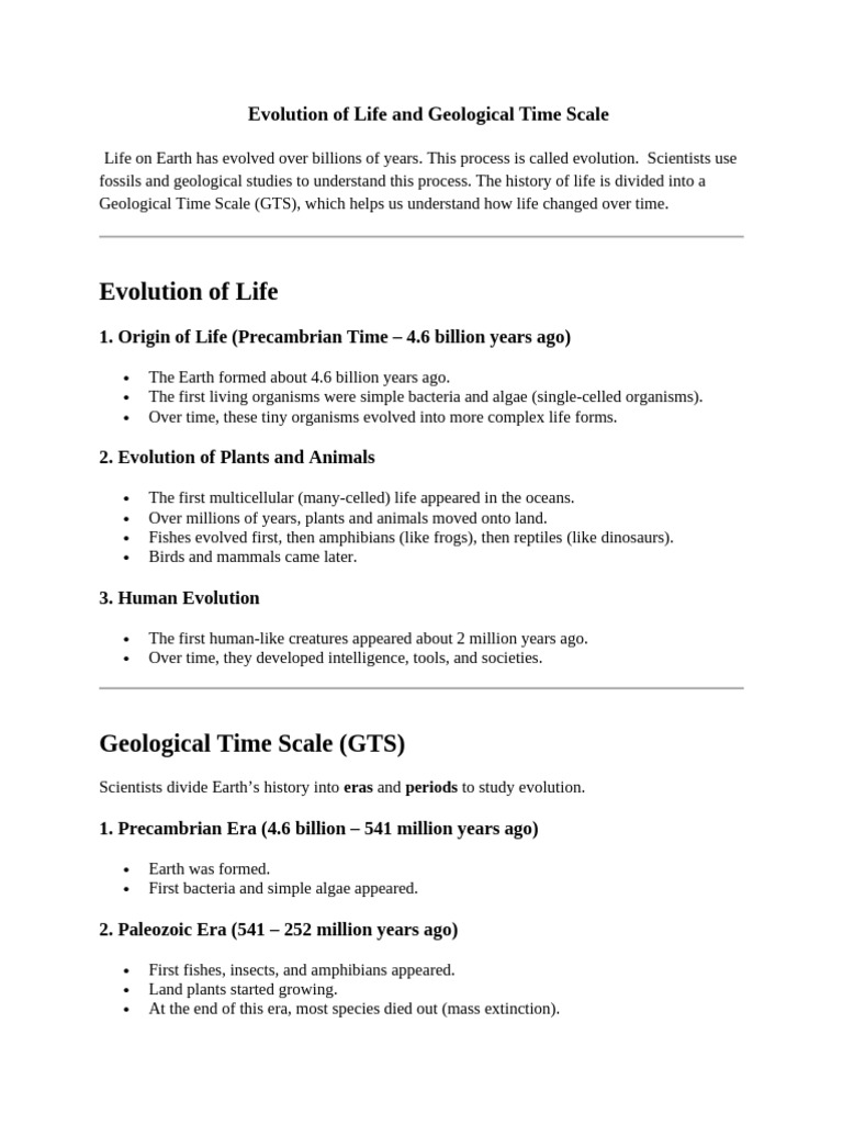 Evolution of Life and Geological Time Scale | PDF
