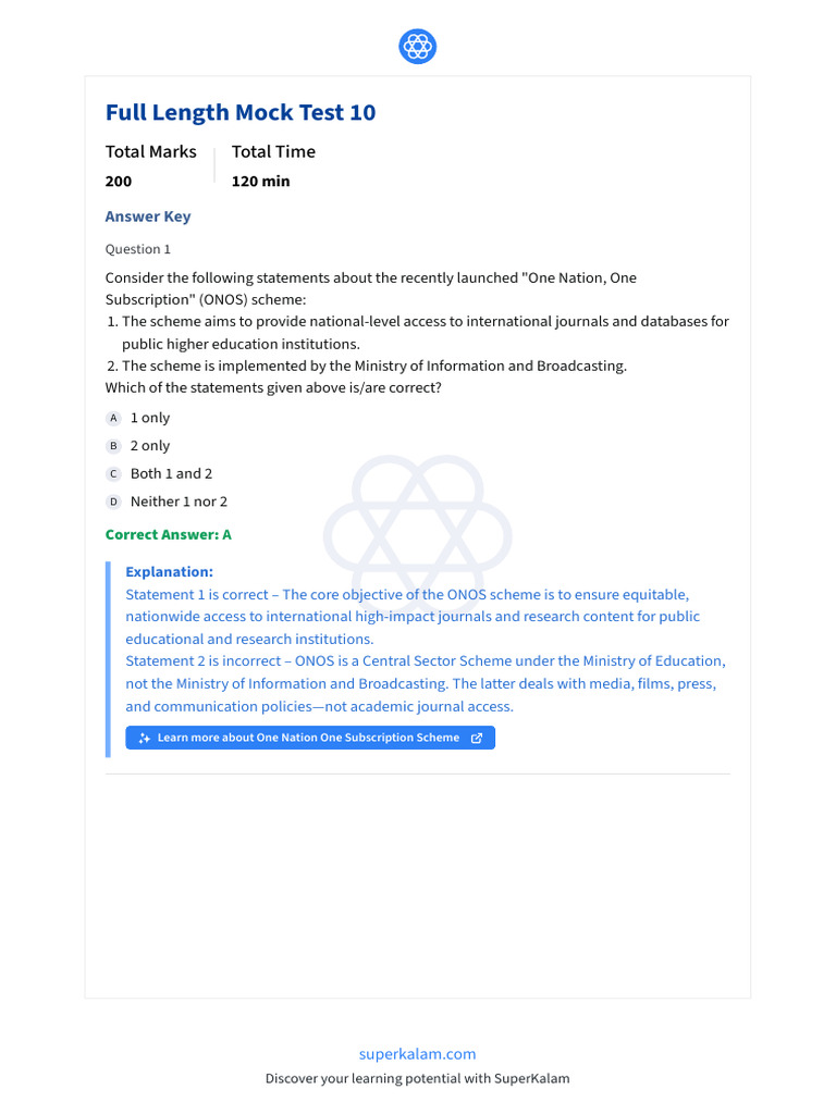 Full Length Mock Test 10 Answer Key | PDF | Fat | Low Density Lipoprotein