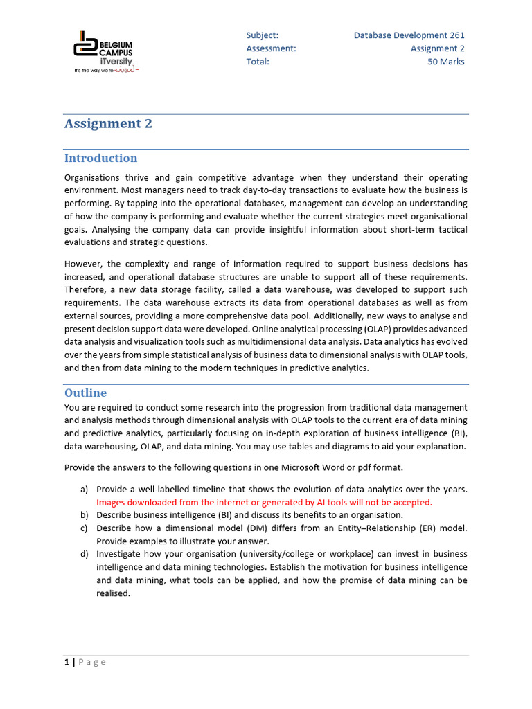 Assignment 2 DBD261 | PDF | Data Warehouse | Business Intelligence