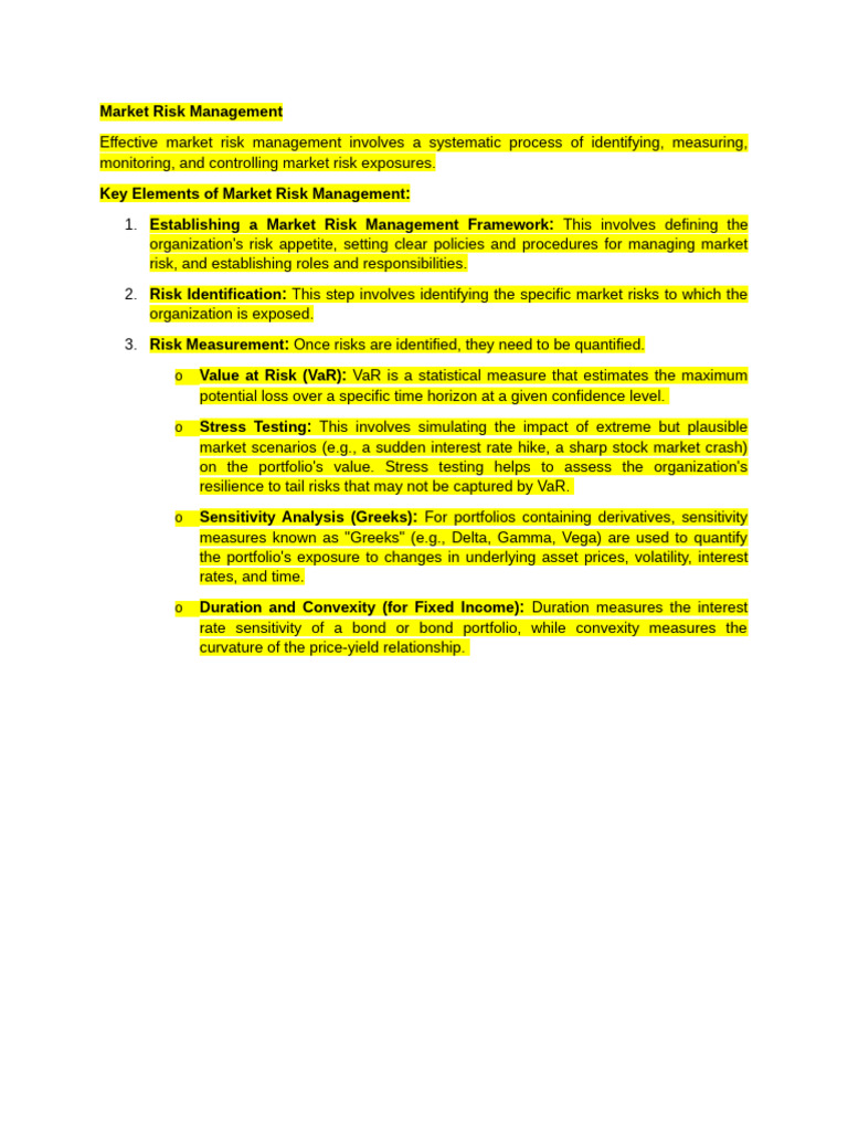 Market Risk Management (1) | PDF | Risk | Greeks (Finance)