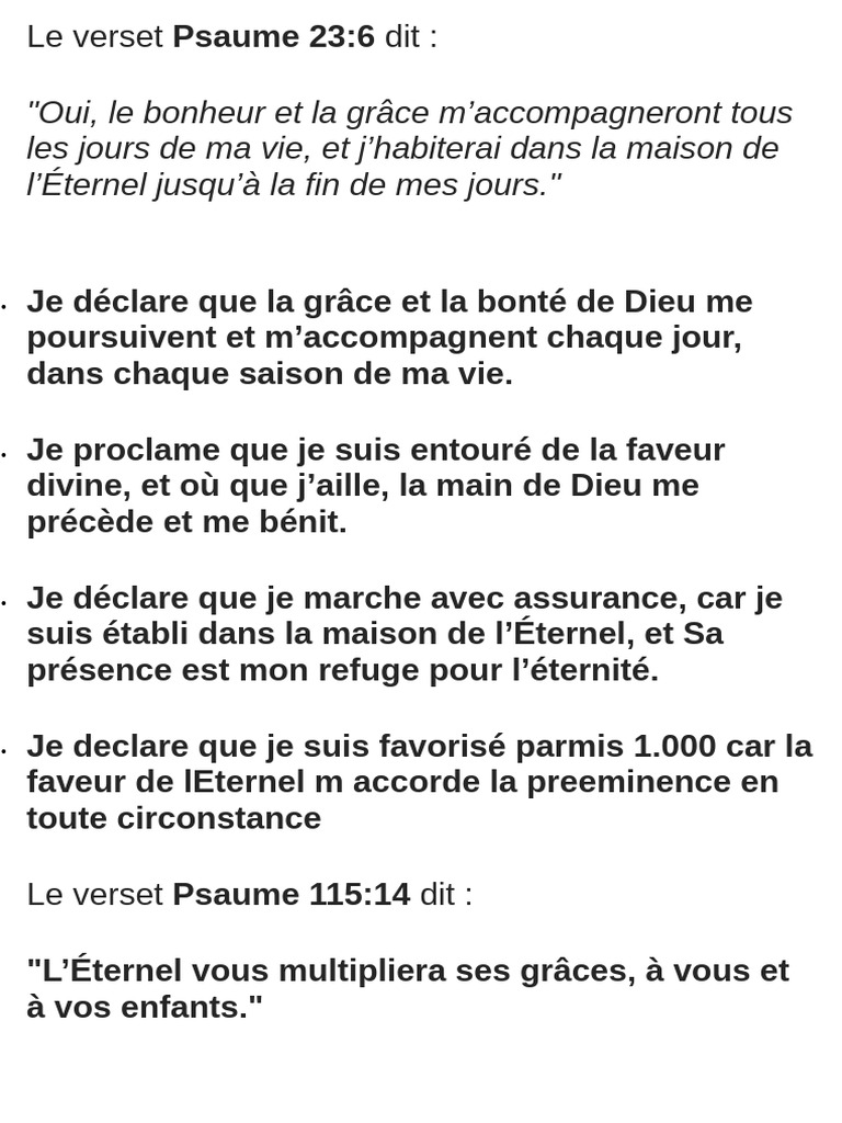 La Grâce et la Faveur Divine au Quotidien | PDF