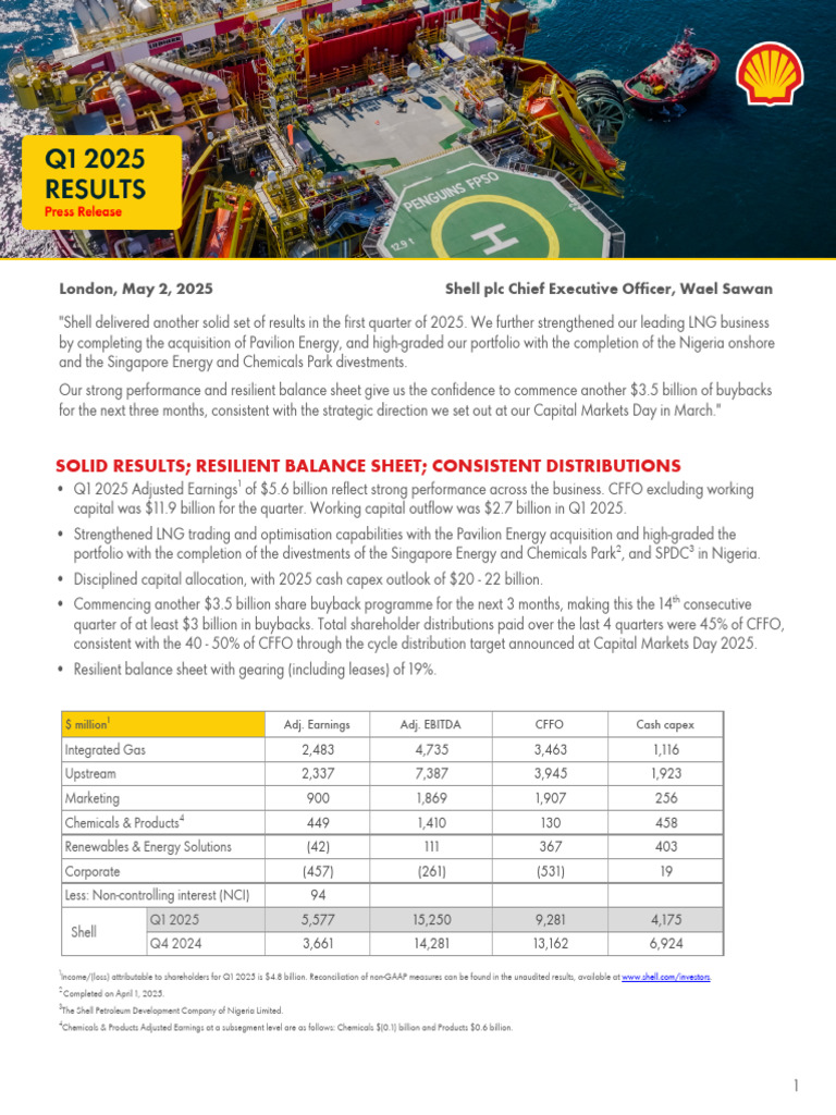 q1 2025 Quarterly Press Release | PDF | Liquefied Natural Gas
