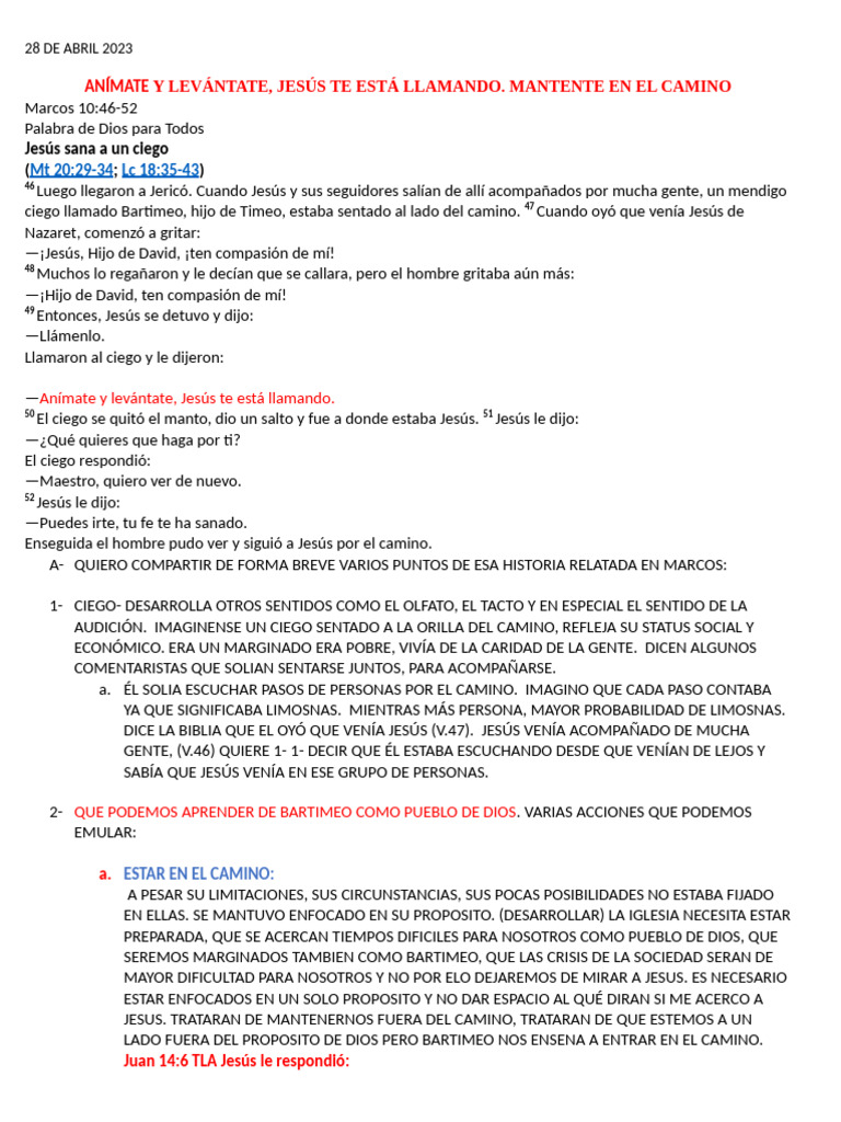 Bartimeo: Fe y Milagro en el Camino | PDF | Jesús | Creencia religiosa ...