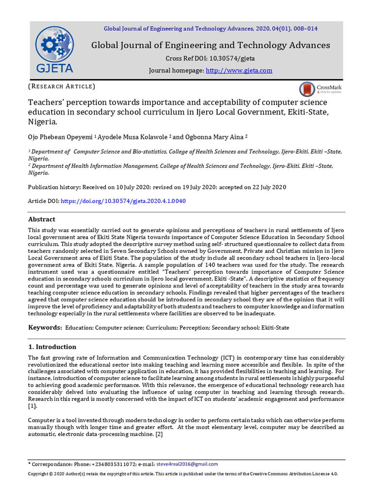 Teachers Perception Towards Importance A | PDF | Teachers | Educational ...