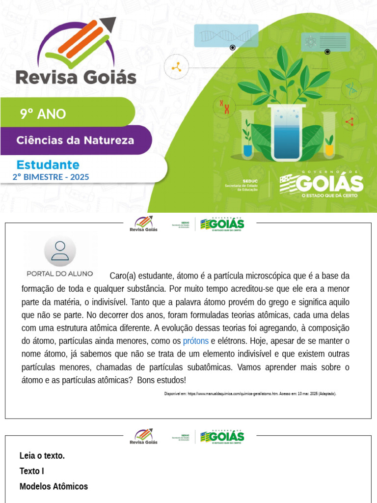 Revisa Goias 9 Ano CNT 2 Bim | PDF | Reações químicas | Química