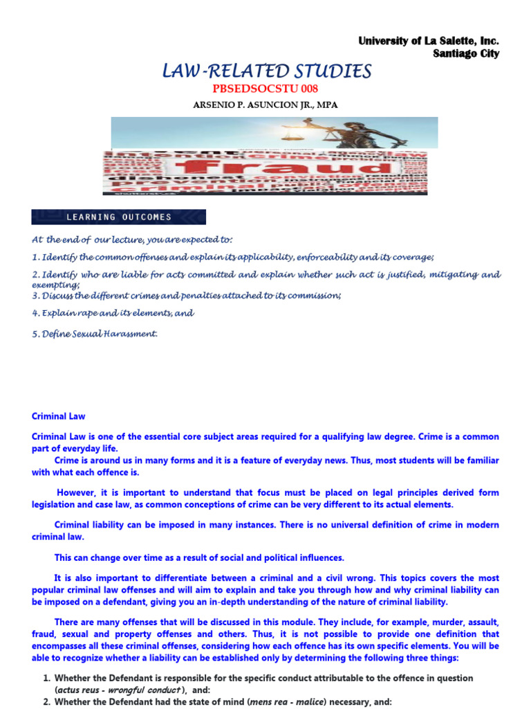 Overview of Criminal Law Principles | PDF | Crimes | Crime & Violence
