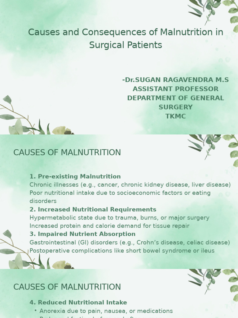 Malnutrition in Surgical Patients: Causes & Effects | PDF