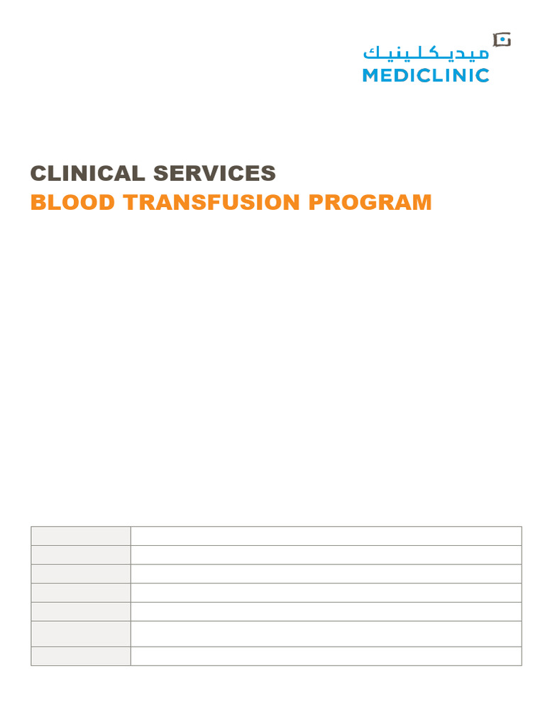 Blood Transfusion Program | PDF | Blood Transfusion | Blood Type