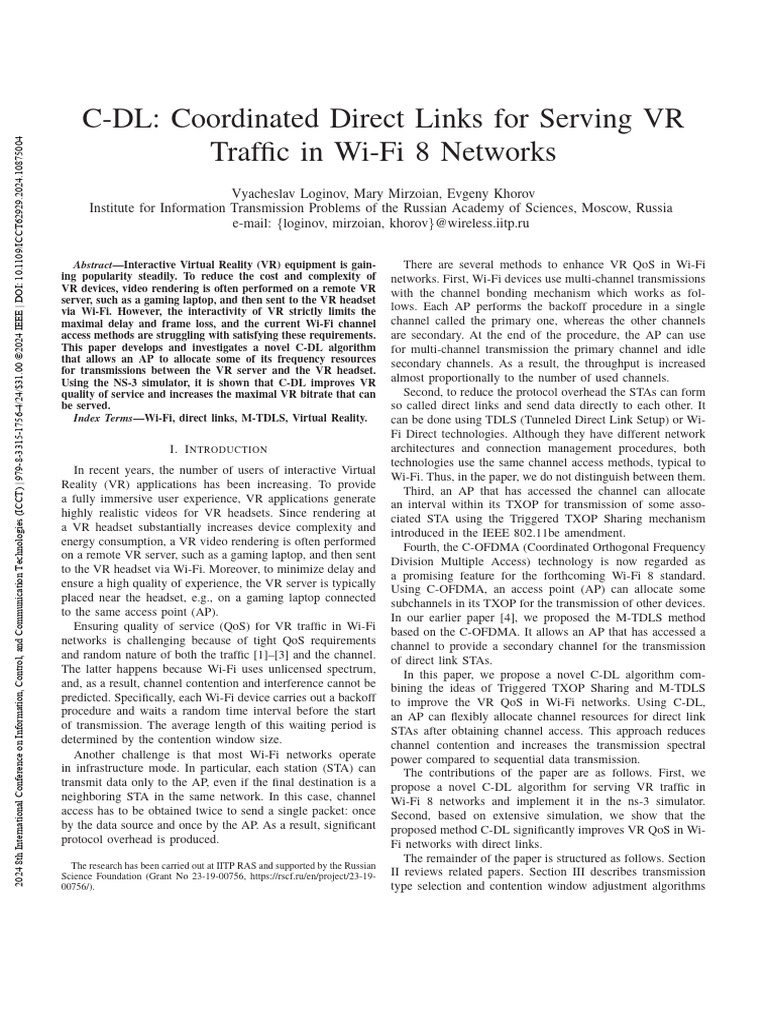 C-DL Coordinated Direct Links For Serving VR Traffic in Wi-Fi 8 ...