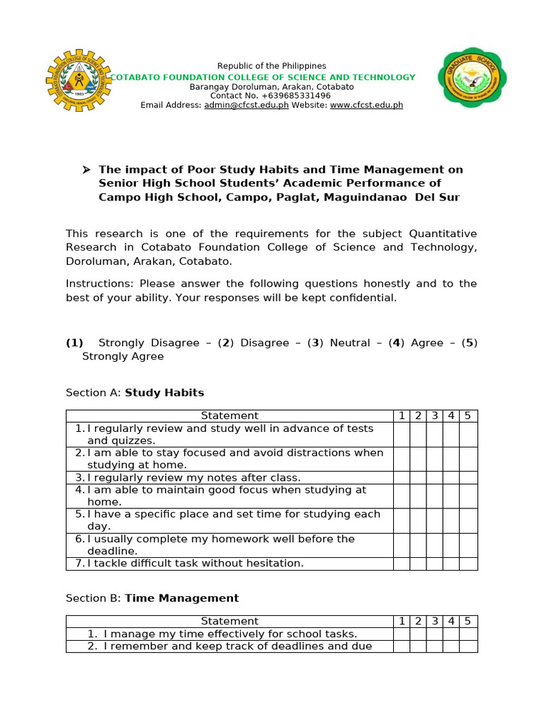Study Habits and Time Management Impact | PDF