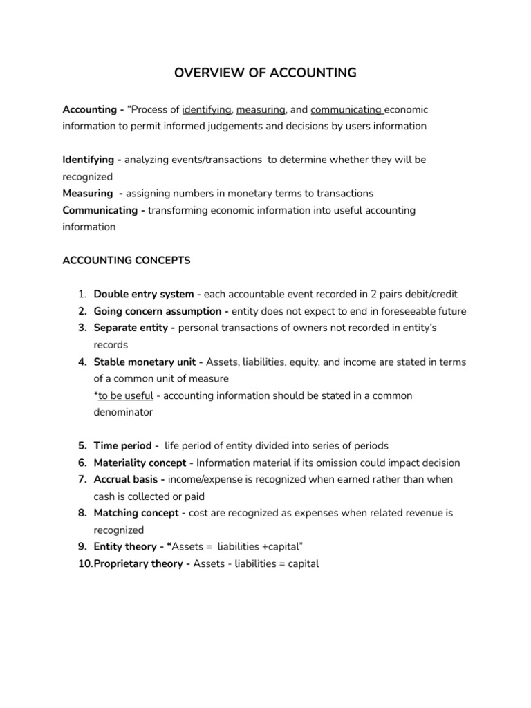 Accounting Principles and Concepts Overview | PDF | Debits And Credits ...