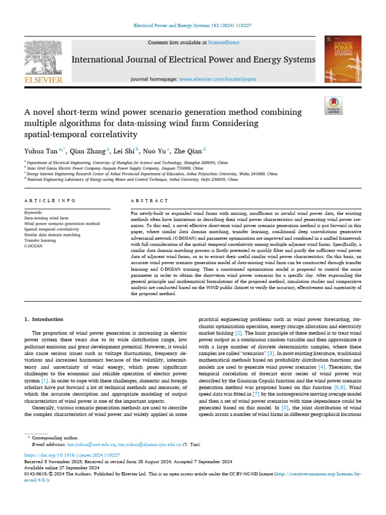 A Novel Short Term Wind Power Scenario Generation Me - 2024 ...