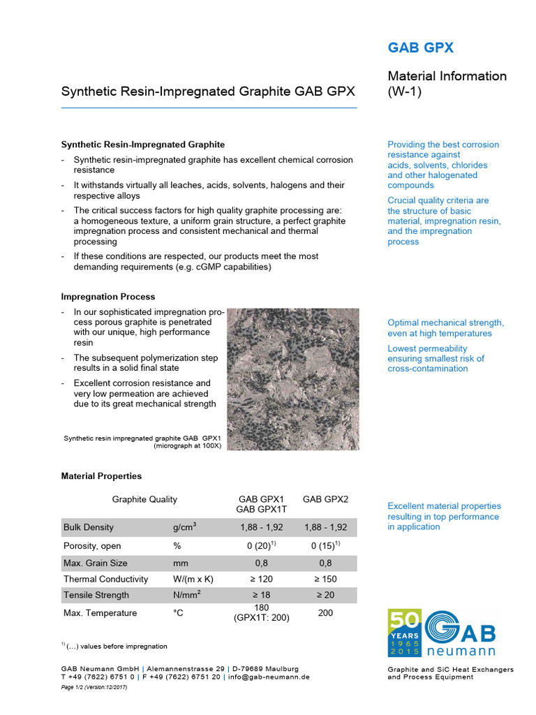 GAB GPX: High-Performance Graphite | PDF | Graphite | Corrosion