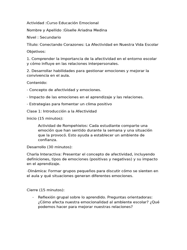 Educación Emocional en Secundaria | PDF | Las emociones | Salón de clases
