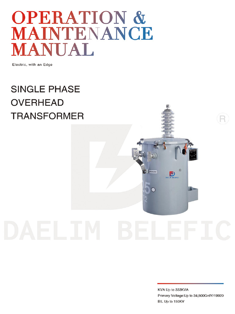 Manual For Single Phase OverheadTransformer | PDF