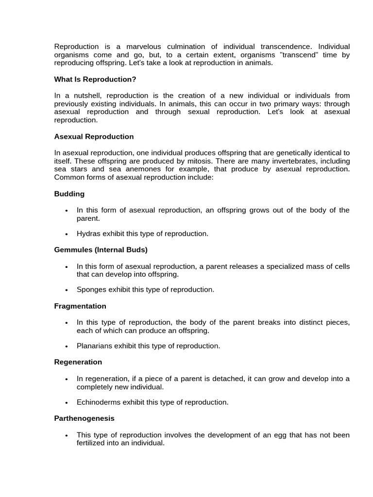 Animal Reproduction | PDF | Reproduction | Sexual Reproduction
