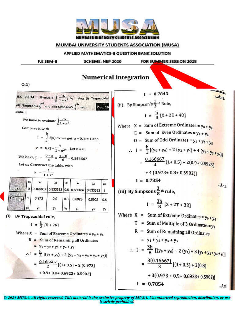 MUSA Applied Mathematics-II QB 2025 | PDF