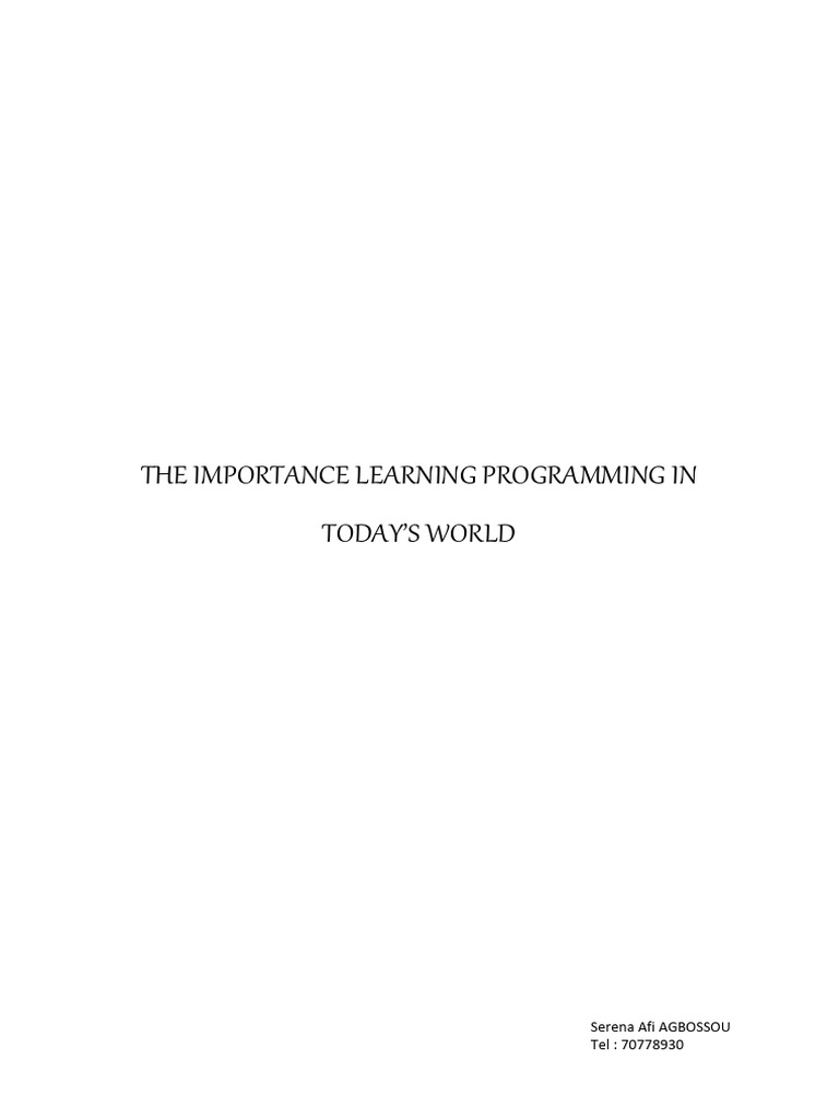 Importance of Learning Programming Today | PDF