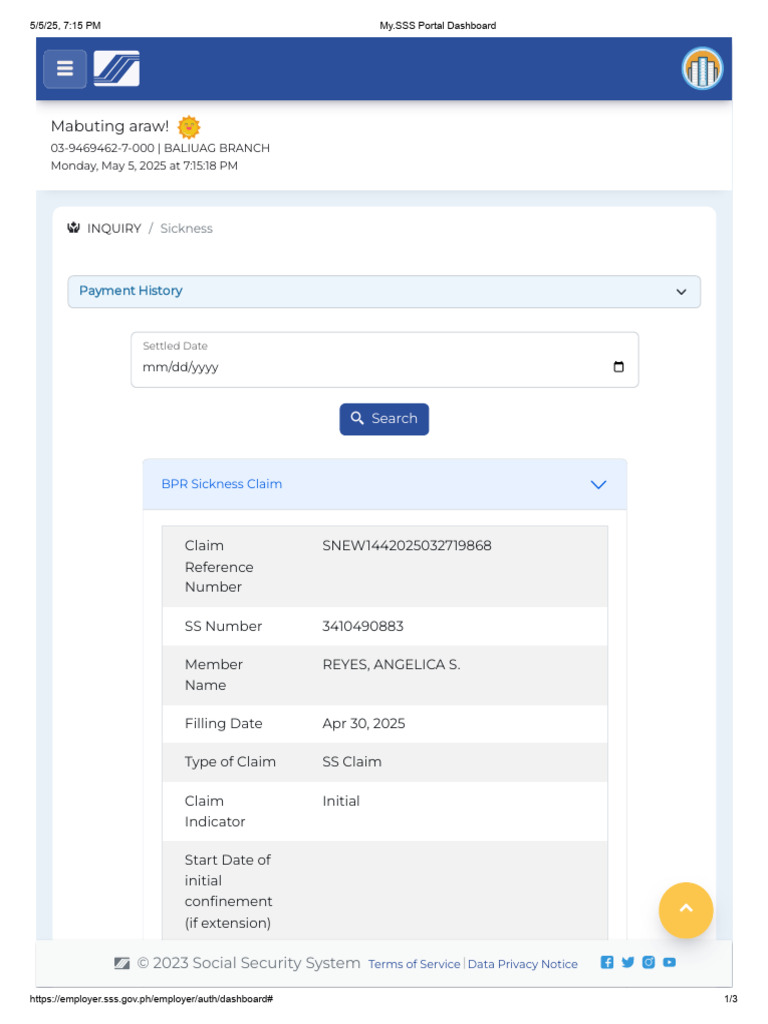 My - SSS Portal Dashboard | PDF | Social Security | Social Programs