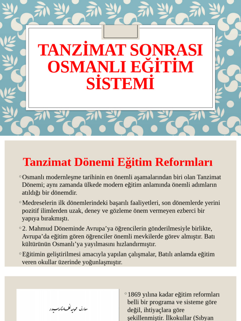 Tanzimat Sonrası Osmanlı Eğitim Sistemi | PDF