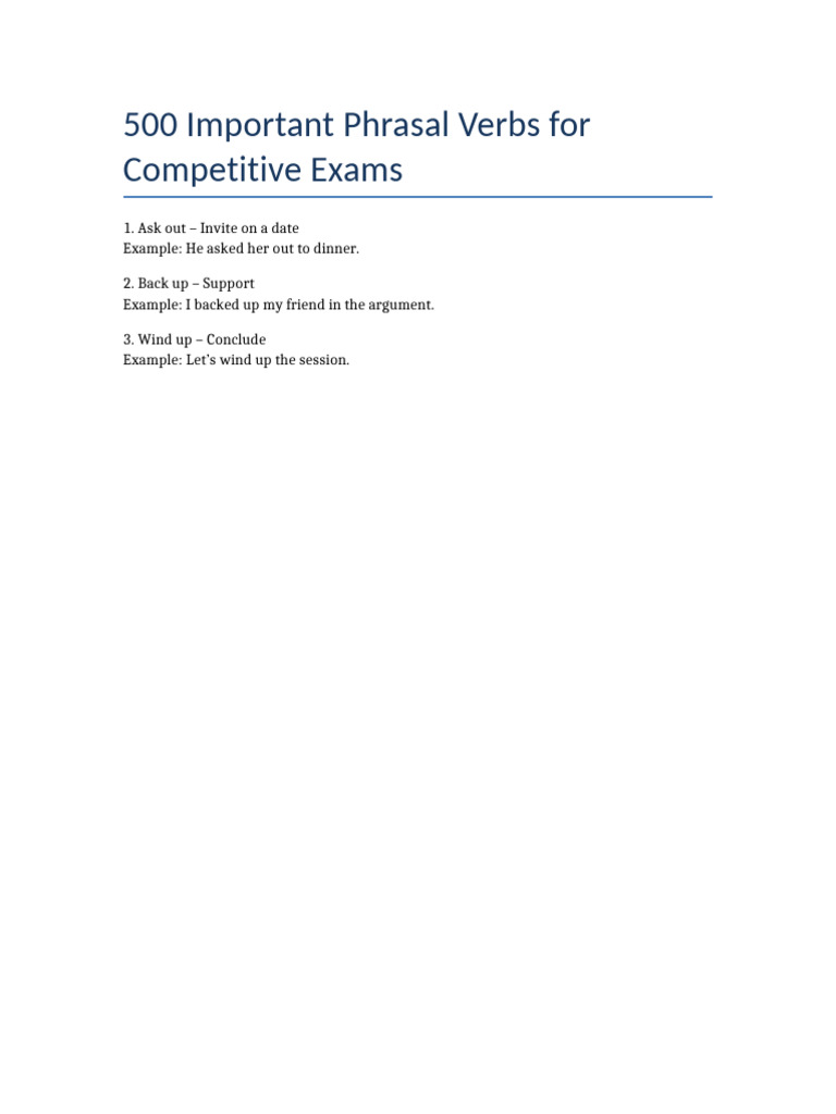 500 Phrasal Verbs For Exams | PDF