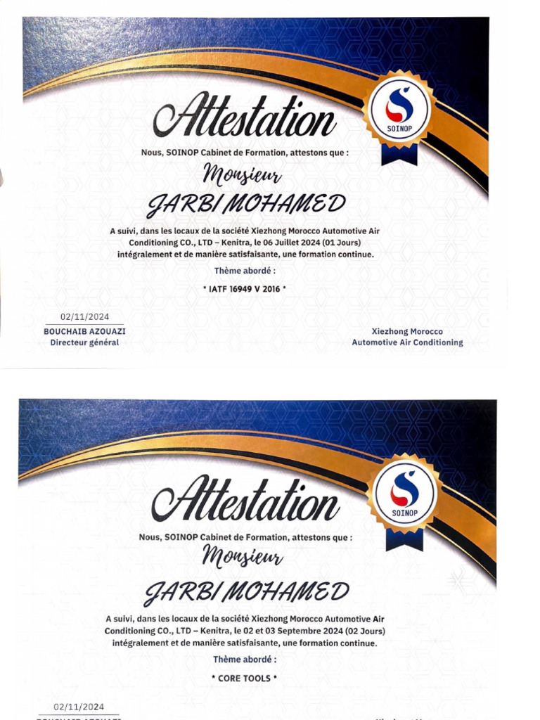 Certifications Med Jarbi | PDF