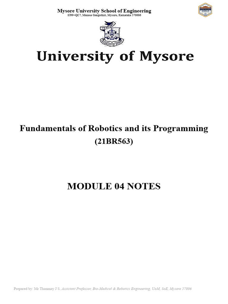 21br563 Forp Module 04 Notes | PDF | Robotics | Robot