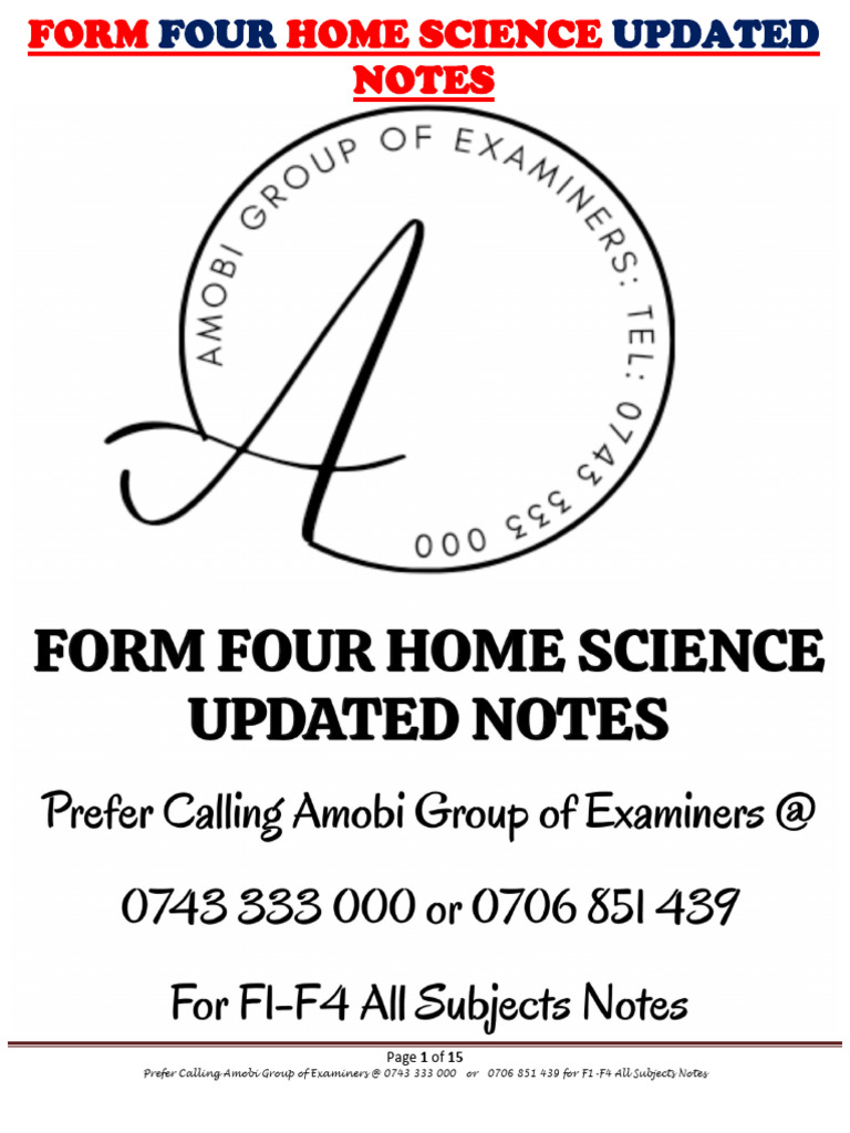 Home Science Notes for Form Four | PDF | Color | Milk