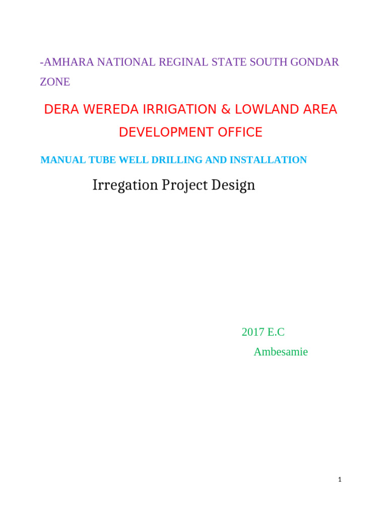 Manual Tube Well Project Overview 2017 | PDF | Groundwater | Irrigation