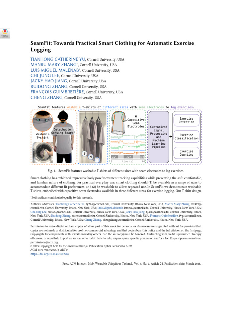 SeamFit: Smart Clothing for Exercise Logging | PDF | Clothing ...