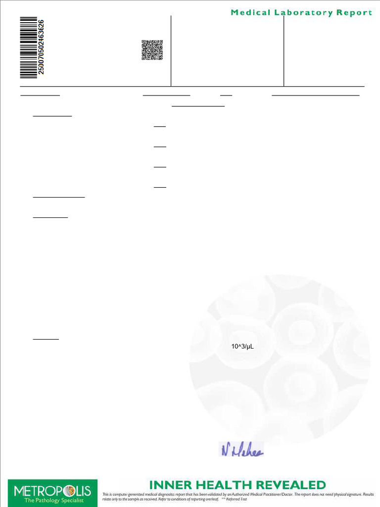 CBC and LFT Report for Patient Analysis | PDF | Blood | Medical Specialties