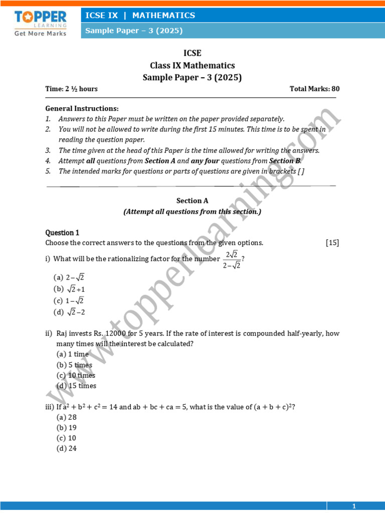 Topper 110 1 3 Maths Question Up202410221726 1729598164 8636 | PDF ...