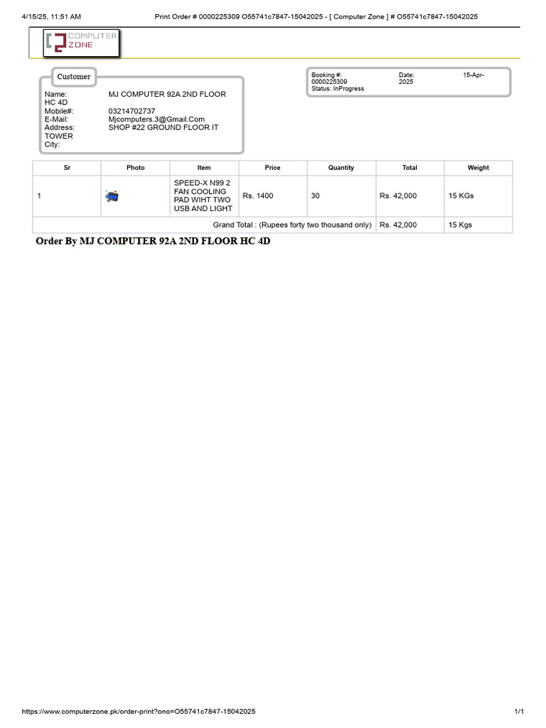 Order Summary for MJ Computer | PDF