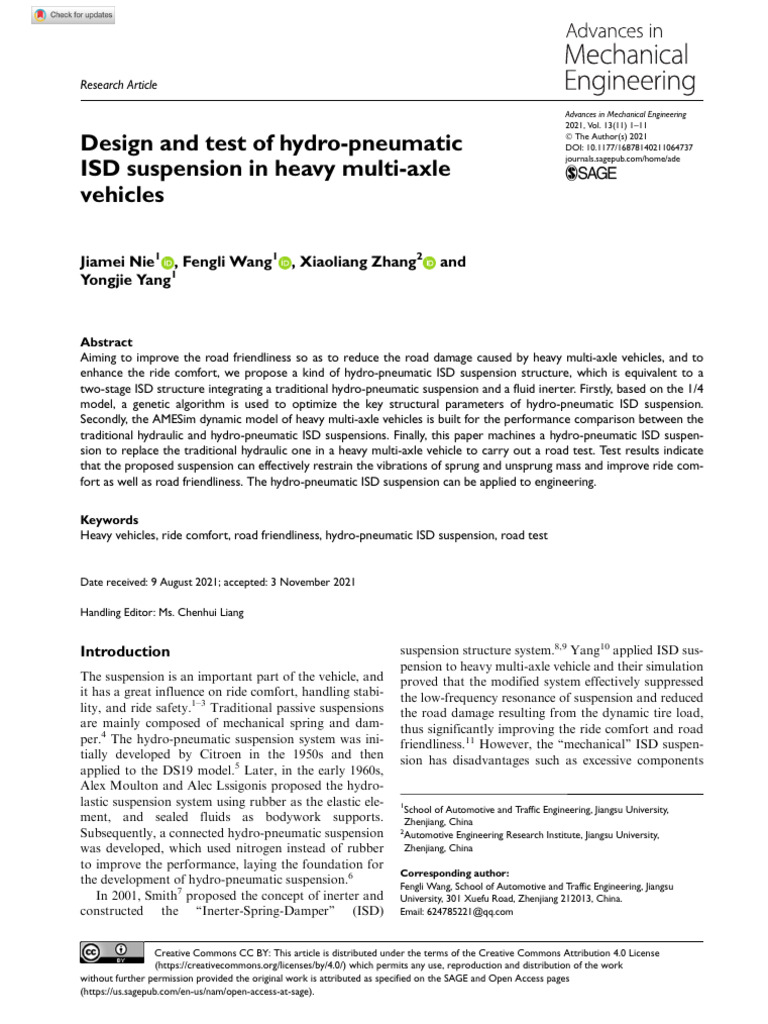 Hydro-Pneumatic ISD Suspension Design | PDF | Mechanical Engineering
